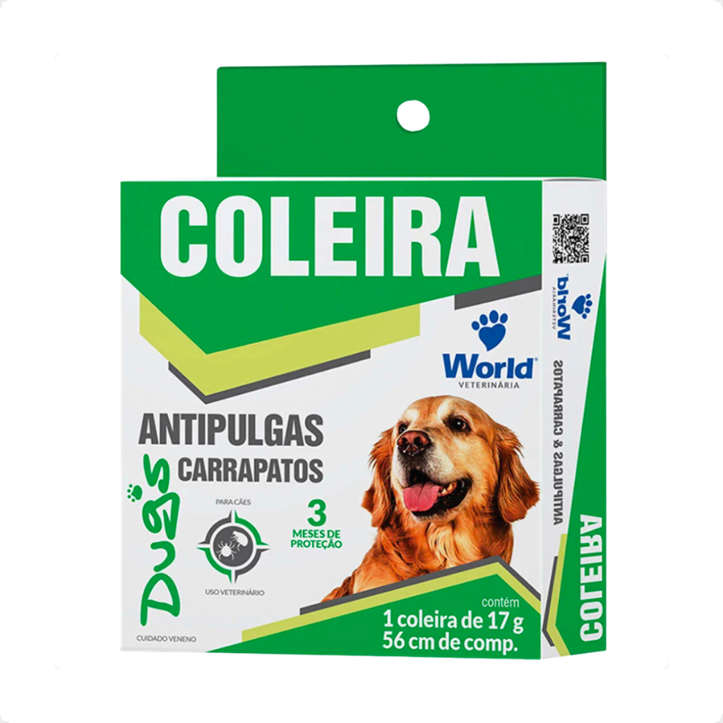 Coleira World Dug's 17g Antipulgas para Cães - 56cm – foto na Shopee Brasil