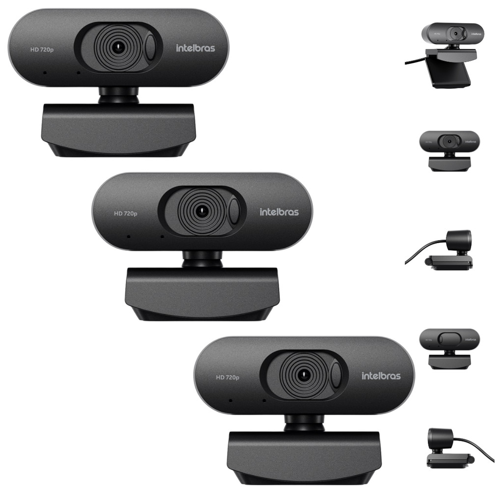 Kit 3 Webcams Intelbras CAM-HD-720p HD 720p Microfone Embutido Fecho Privacidade NF Empresa – foto na Shopee Brasil