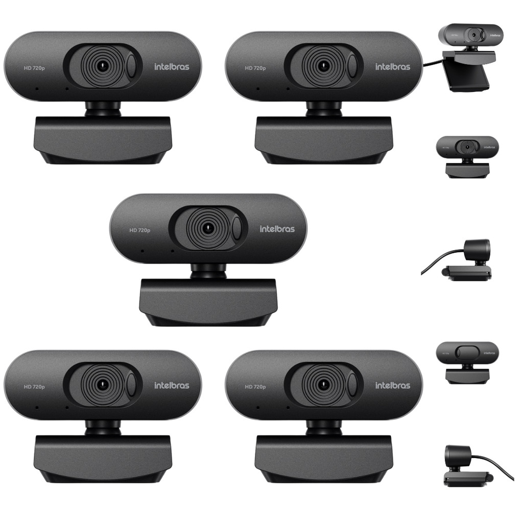 Kit 5 Webcams Intelbras CAM-HD-720p HD 720p Microfone Embutido Fecho Privacidade NF Empresa – foto na Shopee Brasil