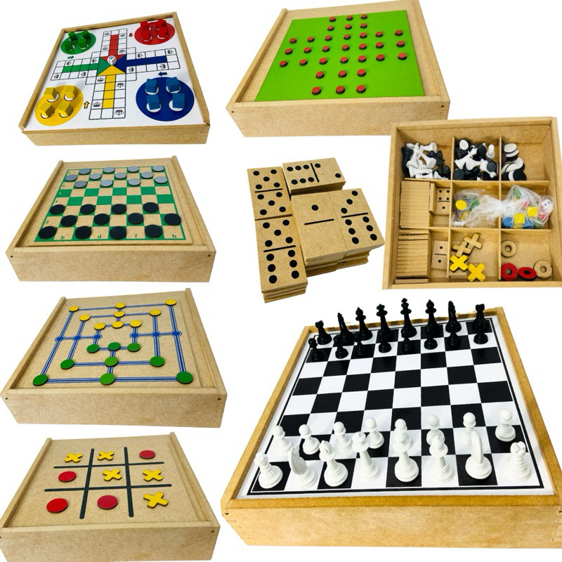 Jogo Tabuleiro Educativo Madeira Clássicos Xadrez Dama Jogo da Velha Ludo Trilha Dominó Resta 1 – foto na Shopee Brasil