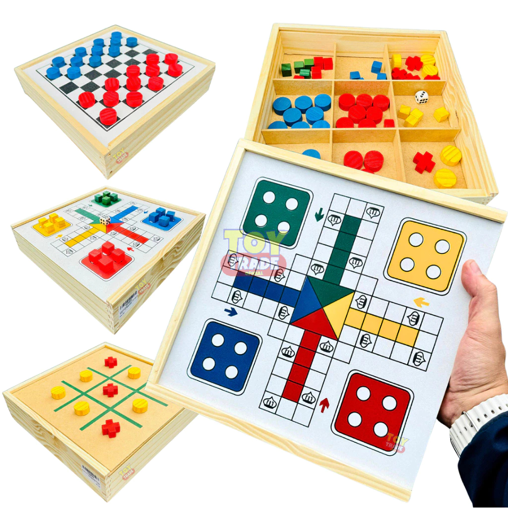Jogos tabuleiro Dama, Jogo Da Velha, Ludo, Trilha, Dominó e Xadrez Jogo de Tabuleiro Jogos de Mesa – foto na Shopee Brasil