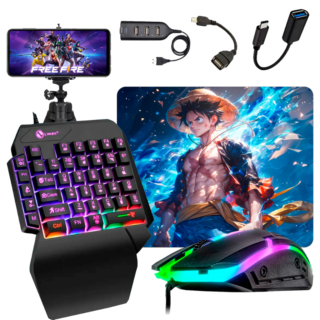Kit Mobilador One Hand Gamer Completo Para Celular Com Teclado + Mouse Gamer Led RGB – foto na Shopee Brasil