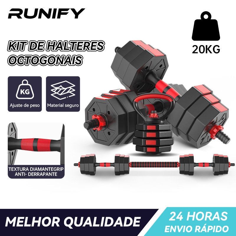 Halteres de musculação 10kg Kit Halteres Barras Kettlebell Peso Musculação 6 em 1 halteres – foto na Shopee Brasil