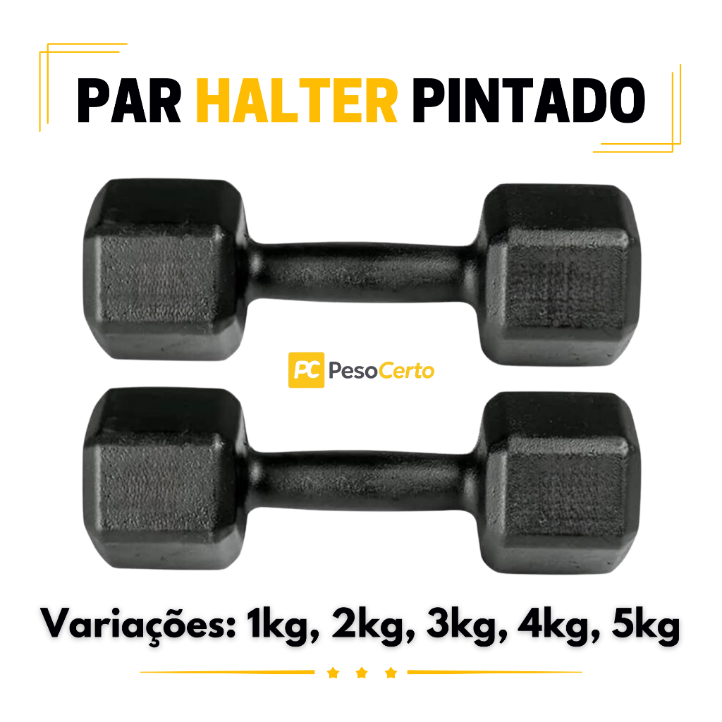 Par Halter Sextavado Pintado-Musculação Academia Funcional Peso Para Braço Treino em Casa Crossfit – foto na Shopee Brasil