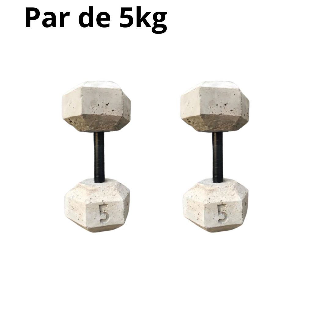 Par de Halter de 5kg - Halter sextavado de cimento sem acabamento Treino em casa - Halter de 5kg – foto na Shopee Brasil