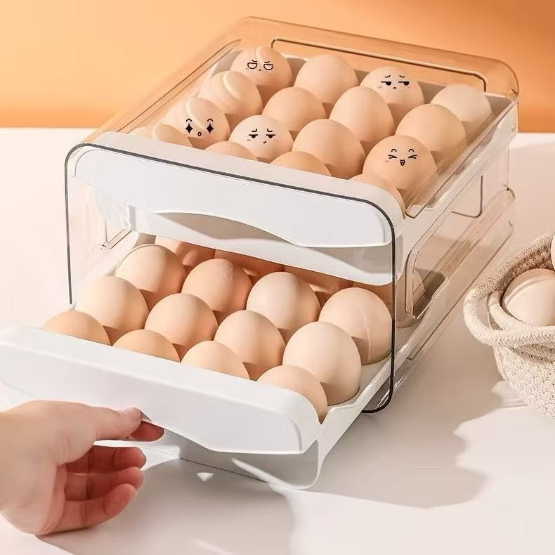 gaveteiro duplo em plástico tipo porta 32 ovos com para cozinha geladeira – foto na Shopee Brasil