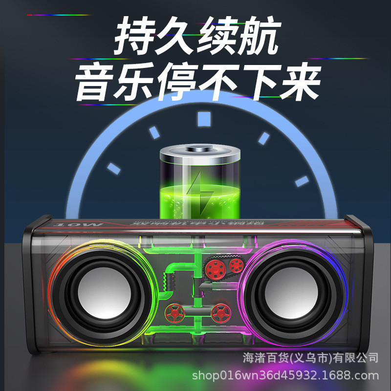 Caixa de som Bluetooth sem fio, subwoofer mecânico, placa de som, caixa de som de mesa V8, caixa de som compacta transpa – foto na Shopee Brasil