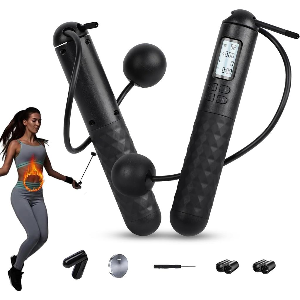 Corda de Pular com Contador, Corda de Pular Sem Fio, Cordas de Pular Ajustáveis com Contagem Digital, Corda de Pular com – foto na Shopee Brasil