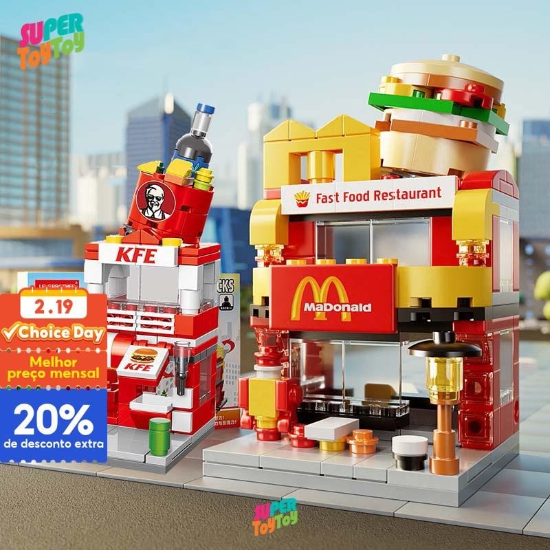Modelo de Pequeno Bloco de Construção Lego Vista de Rua com Partículas Hambúrgueres Cidade Difícil Feminina UWCW – foto na Shopee Brasil