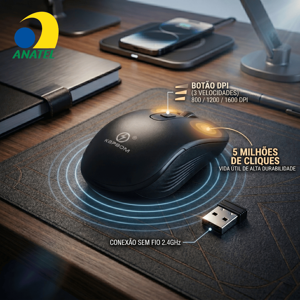 Mouse Sem Fio - Mouse Wireless 4 Botões, Durável, Ergonômico e Sem Fio - Kapbom KA-602 – foto na Shopee Brasil