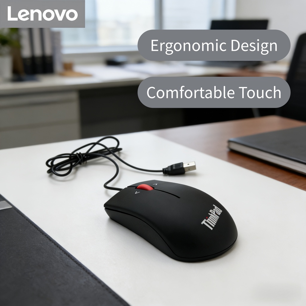Mouse com Fio/Mouse Sem Fio Lenovo ThinkPad Ergonômico Mouse Óptico USB 2.4G com Rolo Vermelho e Clique Silencioso Para – foto na Shopee Brasil