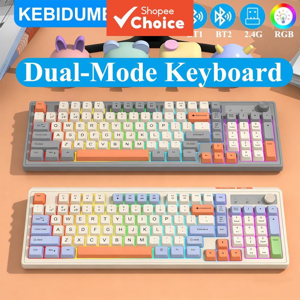 KEBIDUMEI Teclado Gamer Dupla Modalidade, Teclado Sem Fio Bluetooth Duplo 2.4G com Botão, Teclado Recarregável com – foto na Shopee Brasil