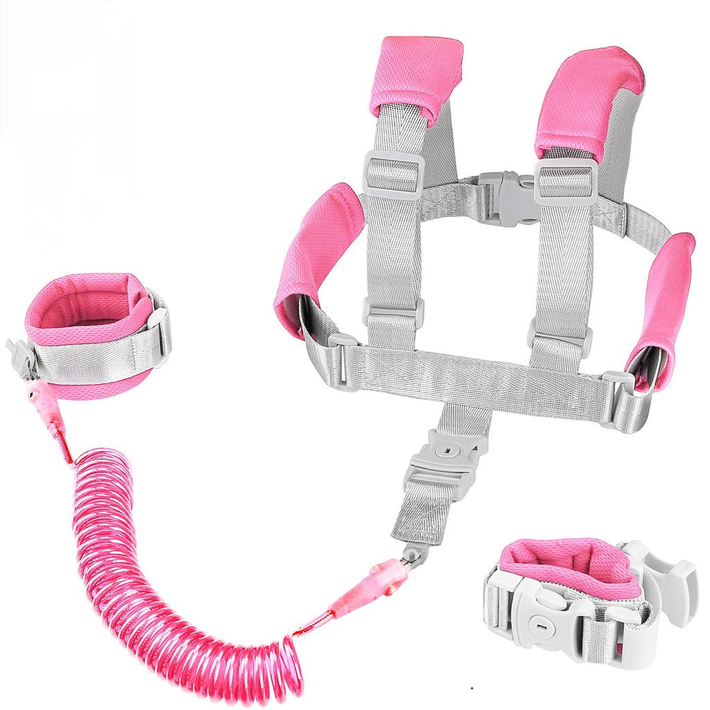 Coleira de segurança 2 em 1 para crianças pequenas, pulseira anti-perda rosa com trava para crianças, coleira de seguran – foto na Shopee Brasil