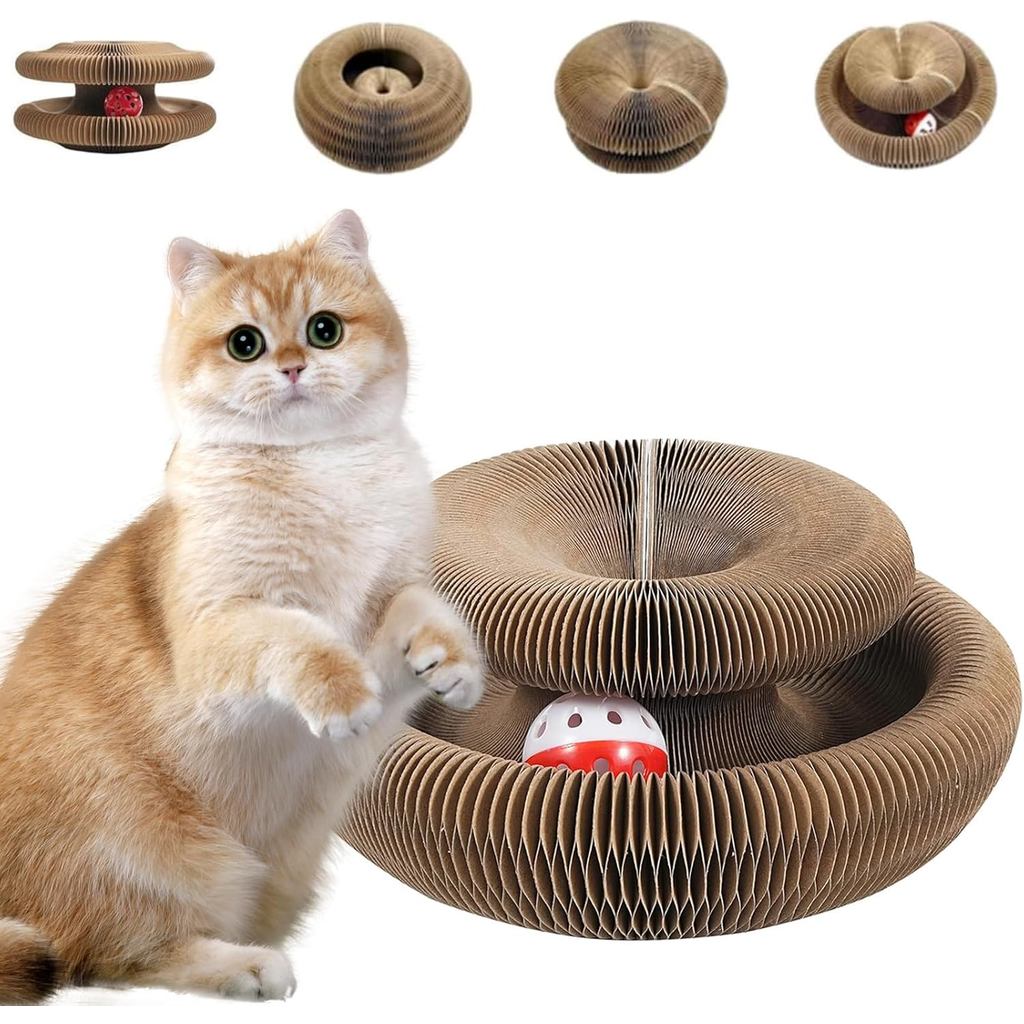 Brinquedo Arranhador para Gatos Kitty Curlz, Brinquedo Arranhador com Bola de Sino, Arranhador de Papelão Reversível Est – foto na Shopee Brasil