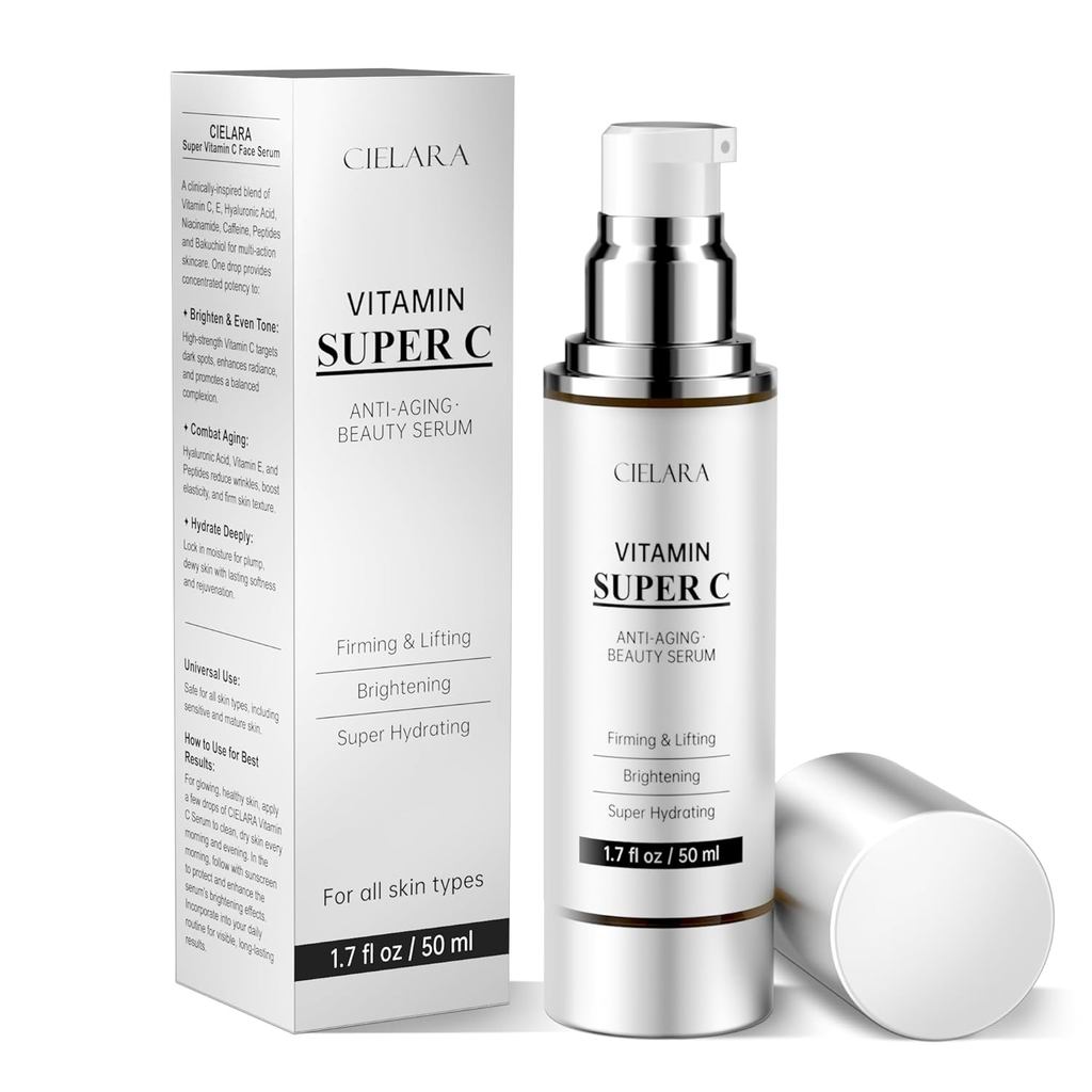 Sérum de Vitamina C, Sérum Anti-Envelhecimento 20% Super C, Contém Vitamina C, Ácido Hialurônico, Vitamina E, Peptídeos, – foto na Shopee Brasil