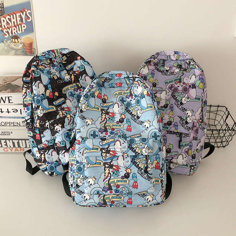 Mochila de moda com estampa completa de desenhos animados, mochila esportiva de anime com design atraente, mochila escol – foto na Shopee Brasil