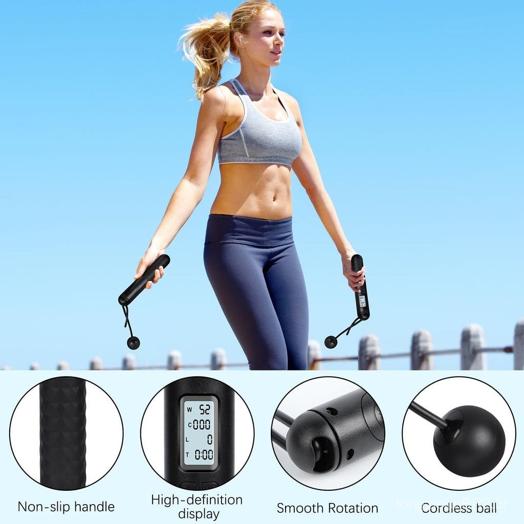 Corda de Pular com Contador, Corda de Pular Sem Fio, Cordas de Pular Digitais Ajustáveis com Contador, Corda de Pular co – foto na Shopee Brasil
