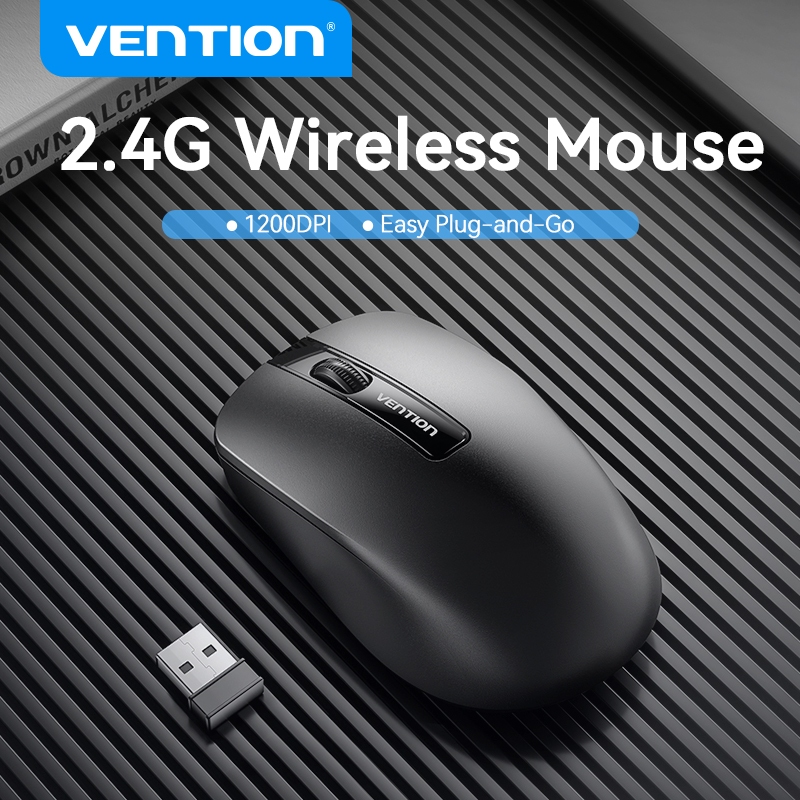 Mouse Sem Fio Vention, Mouse para negócios 2.4G 1200DPI, Receptor Mini USB, Mouse Sem Fio para Jogos para Laptop – foto na Shopee Brasil