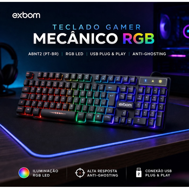 Teclado Mecânico Gamer RGB LED USB Anti Ghosting Alta Performance Para PC Gamer Computador Teclado Gamer Iluminado – foto na Shopee Brasil