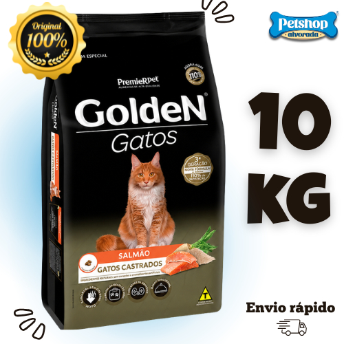 Ração Golden Gato Castrado Adulto Ração para Gatos Castrados 10Kg Ração Gato Salmão Premium Pet – foto na Shopee Brasil