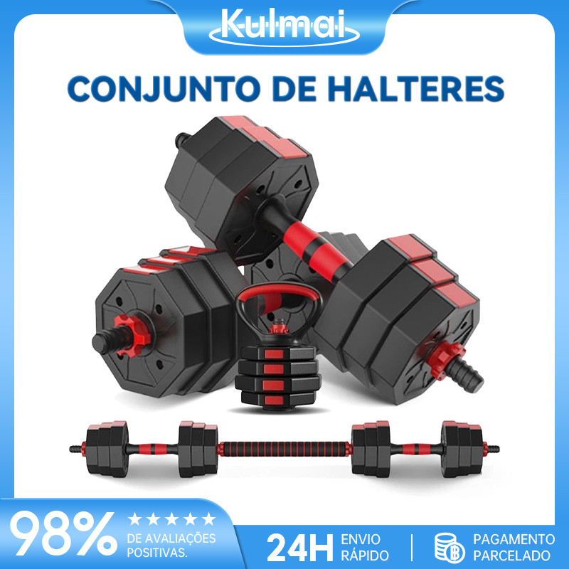 Halteres de musculação 10kg Kit Halteres Barras Kettlebell Peso Musculação 6 em 1 halteres – foto na Shopee Brasil