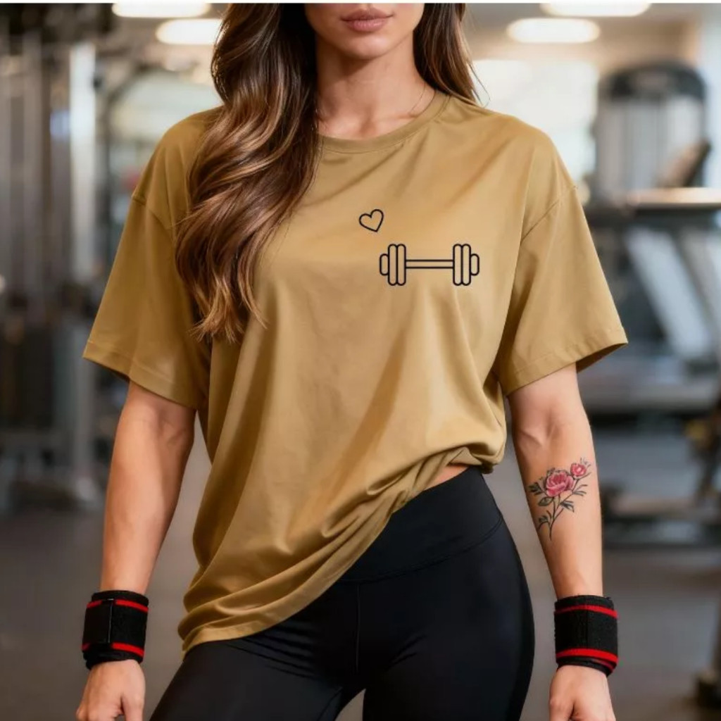 Camisetão T-shirt Oversized 100% Algodão Feminina Gym Treino Academia Fitness Musculação halter – foto na Shopee Brasil