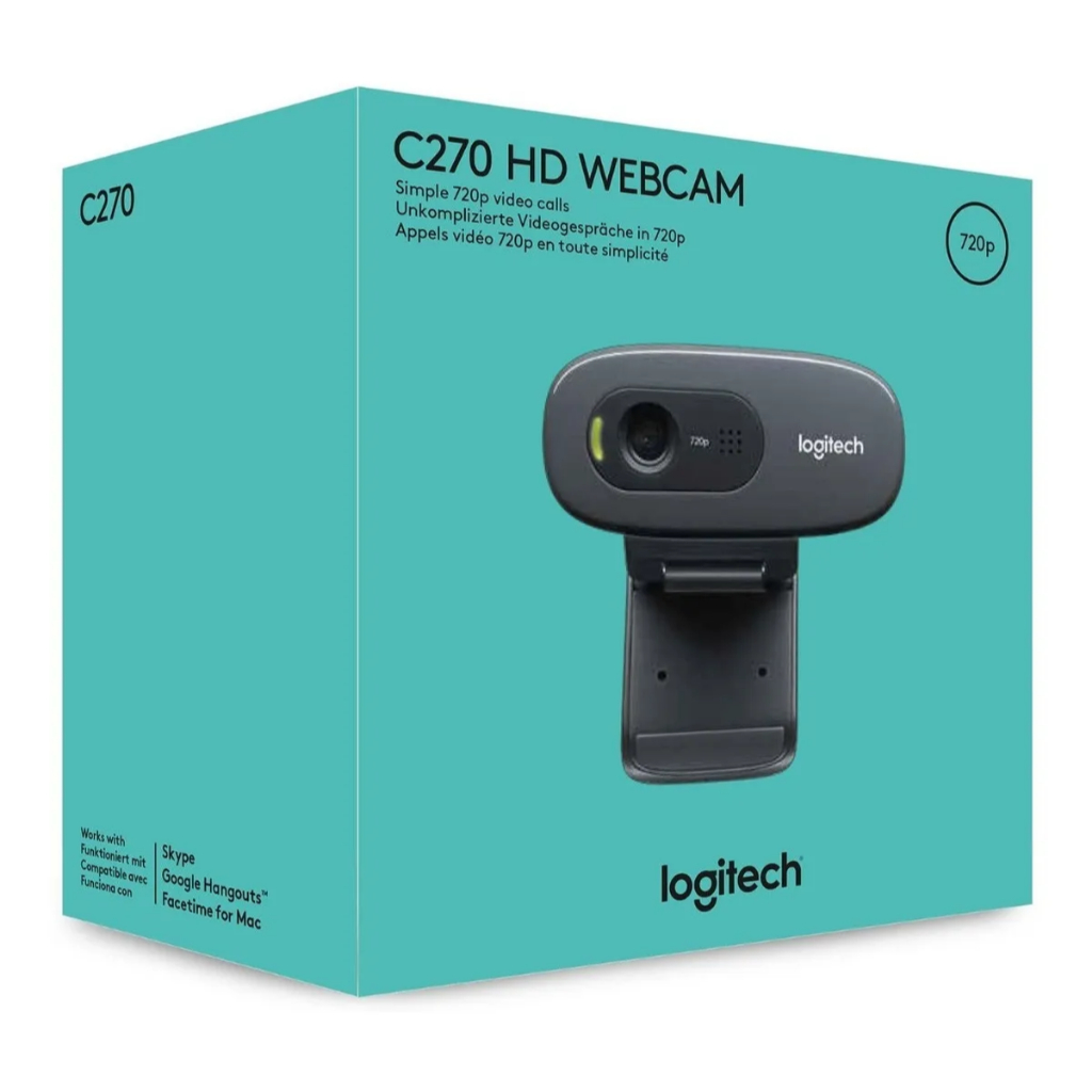 WEBCAM LOGITECH C270 A C270 HD Webcam permite fazer chamadas de vídeo widescreen em HD 720p com imagem nítida e clara. – foto na Shopee Brasil