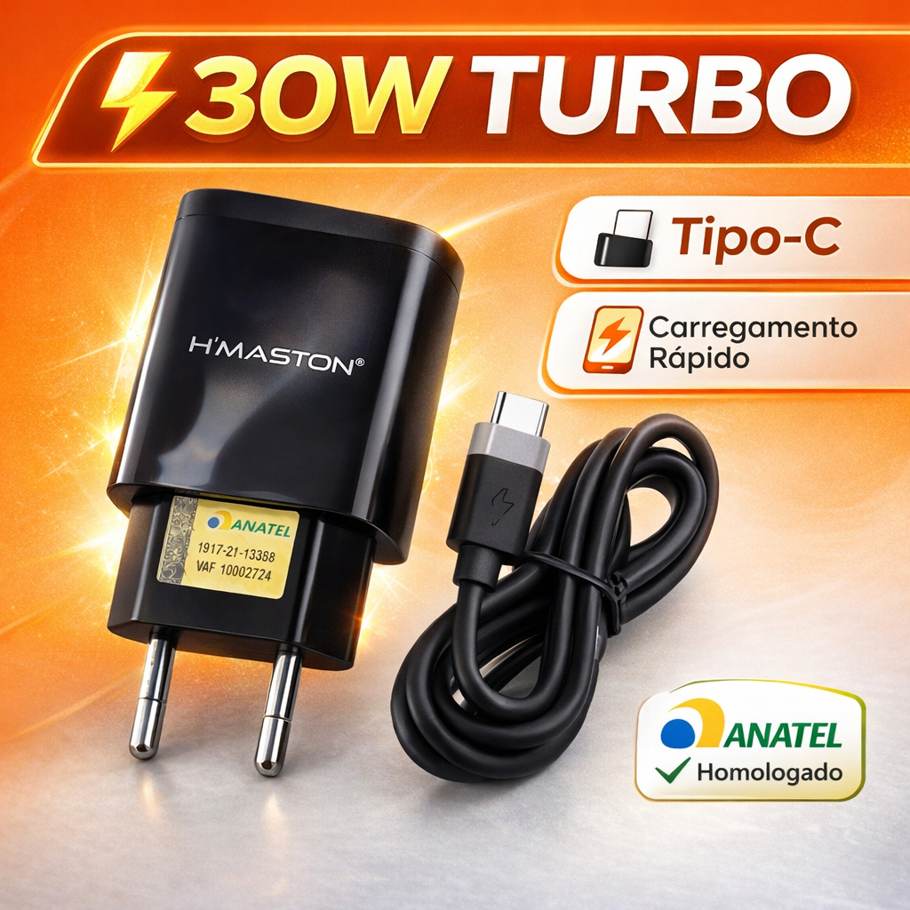 Carregador Turbo > Carregador rápido > Carregador Turbo 30W – foto na Shopee Brasil