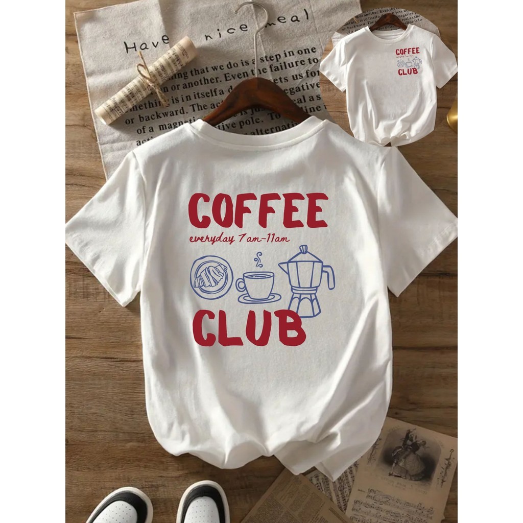 Camiseta feminina casual camiseta coffee club camiseta café estampada camiseta unissex café camiseta café camiseta – foto na Shopee Brasil