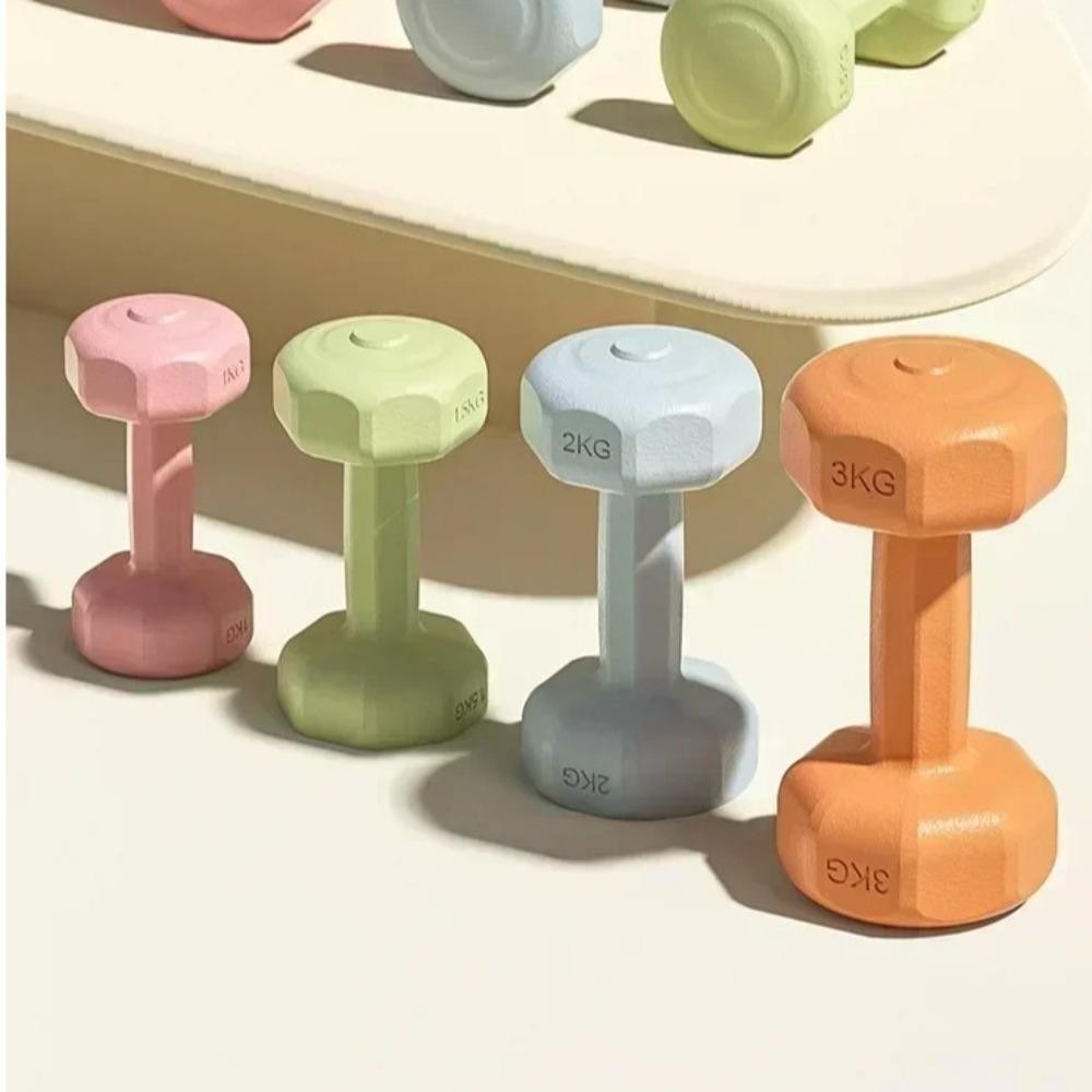 Conjunto de halteres fitness com letras, halteres de PVC de 1kg, halteres pequenos que não rolam e não escorregam. – foto na Shopee Brasil