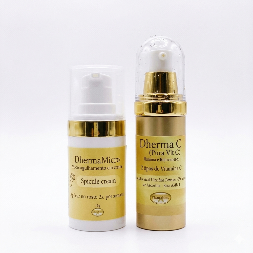 Kit Microagulhamento Com Vitamina C - Spicule Cream 15g + Dherma C Vitamina C Facial Com 2 Tipos De Vitamina C 30g – foto na Shopee Brasil