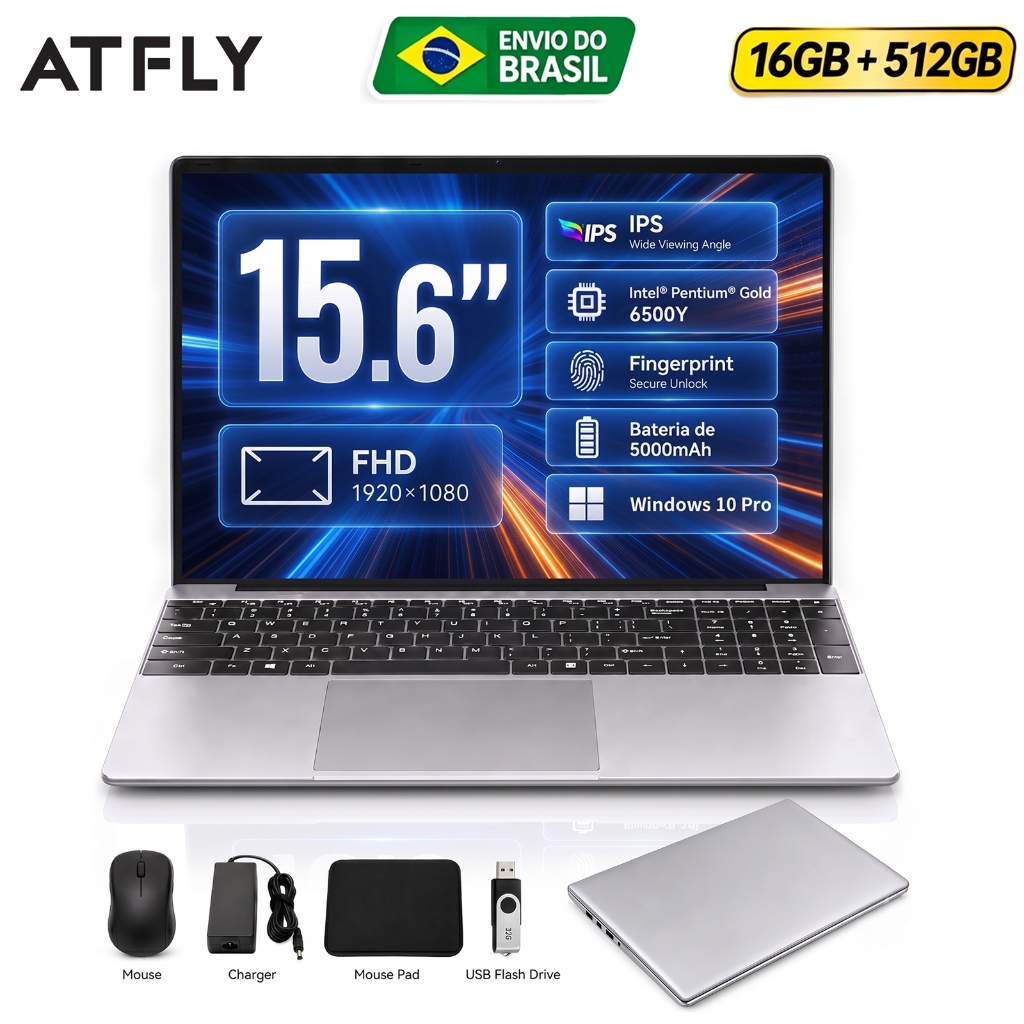 Notebook 15,6" HD 1080 N156 Intel Celeron 16GB RAM 512GB SSD Windows 10 5G LTE Wi-Fi Notebook-ATFLY – foto na Shopee Brasil