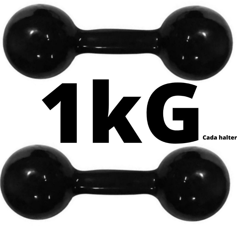 Halter 1kg cada total 2kg emborrachado cor preto ( par) halteres academia em casa pesinho – foto na Shopee Brasil